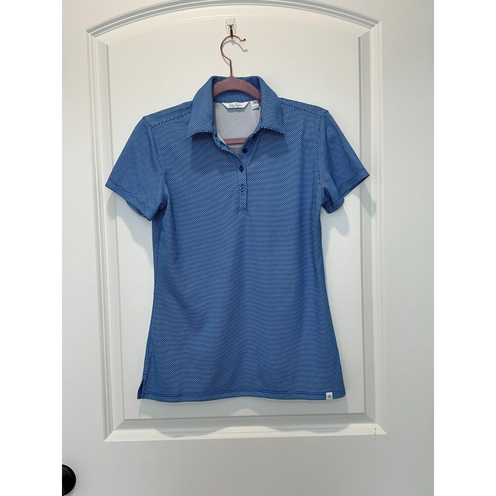 NWT Lady Hagan Jacquard Short Sleeve Golf Polo Capri Blue Size XS